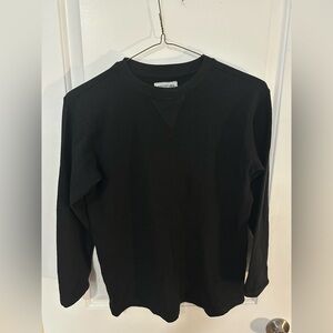Black Ribbed Long Sleeve Thermal Shirt